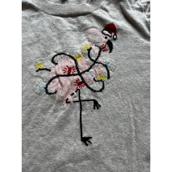 J. Crew Holiday Christmas Flamingo/ Sweater size L K4601 - Picture 2 of 8